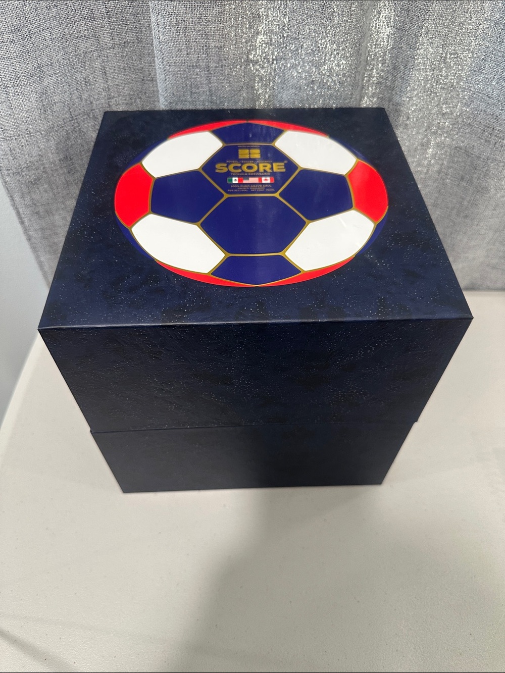 Empty display box for the soccer reposado tequila 2026 USA soccer ball.